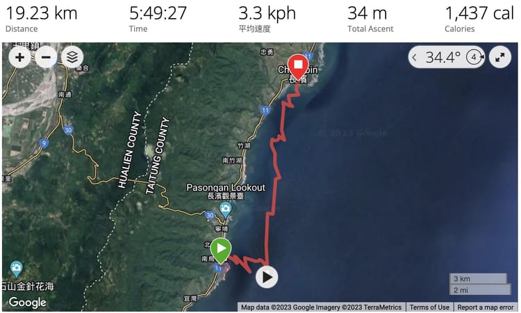 航海日誌2023.8.22 南長濱海域19公里長航