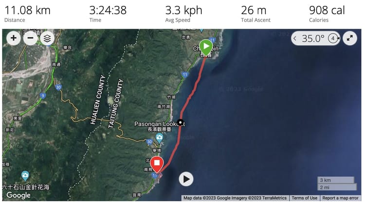 航海日誌2023.8.15 南長濱海域11公里長航